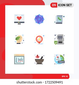 Pictogram Set of 9 Simple Flat Colors of green; ecology; network; eco; phone Editable Vector Design Elements