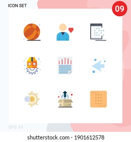Pictogram Set of 9 Simple Flat Colors of ok; gear; app; labour; jacket Editable Vector Design Elements