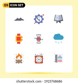 Pictogram Set of 9 Simple Flat Colors of healthcare; school; gear; clock; quran Editable Vector Design Elements