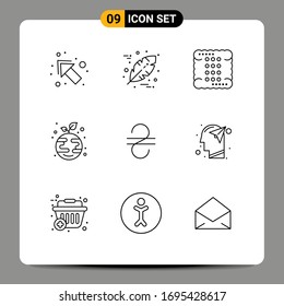 Pictogram Set of 9 Simple Outlines of ukraine; hryvna; drinks; globe; growth Editable Vector Design Elements