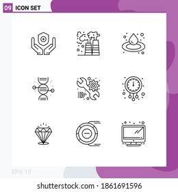 Pictogram Set of 9 Simple Outlines of web; service; oil; bone; healthcare Editable Vector Design Elements