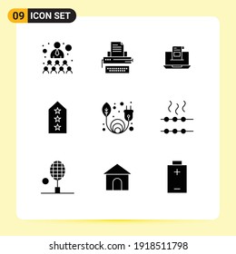 Pictogram Set of 9 Simple Solid Glyphs of military; mail; paper; letter; mail Editable Vector Design Elements