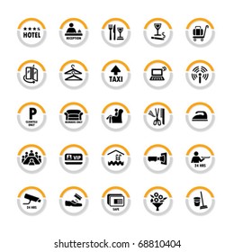 Pictogram Set For Hospitality Industry In Semicircles With Shadow