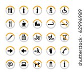 Pictogram set for indoor use in in semicircles with shadow