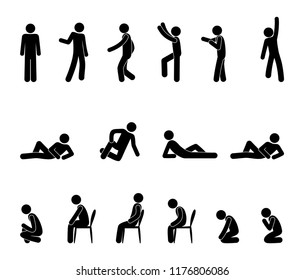 pictogram set of people, different poses