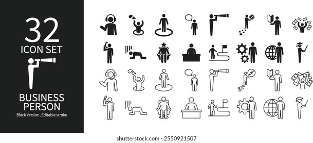 Pictogram set related to business people