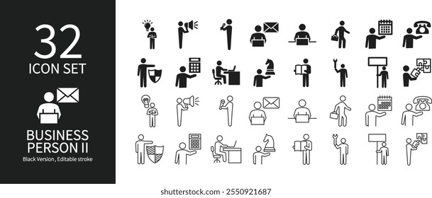 Pictogram set related to business people