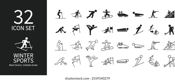 Pictogram set related to winter sports