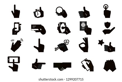 Pictogram Sign Business Hand Gesture Bundle. - Vector