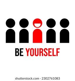 Pictogram of someone who dares to be different because of his determination to be himself