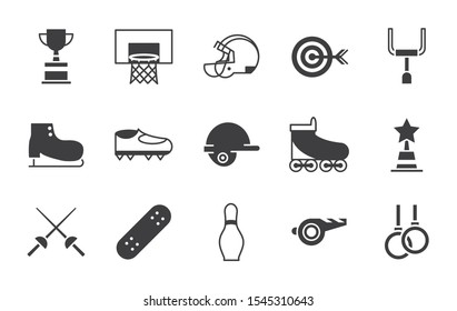 pictogram sport equipment related icons set vector illustration