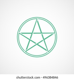 Pictogram Star Halloween Concept Green Line Icon On White Background