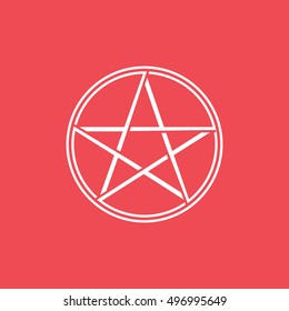 Pictogram Star Halloween Concept Line Icon On Red Background