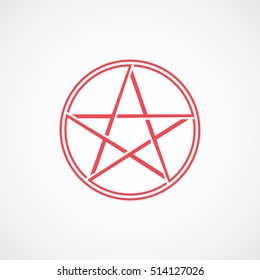 Pictogram Star Halloween Concept Red Line Icon On White Background