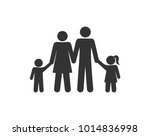 pictogram stick figure family stands holding hands four people isolated