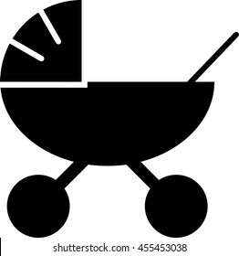 Pictogram with a stroller in black and white