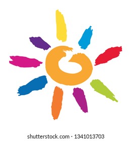 pictogram of a sun drawn with several colors, to symbolize the good weather, the happiness and the joy of living.