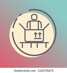 Piktogramm symbolisiert den Entpackungsprozess, Entpackungssymbol