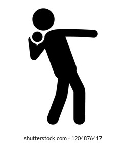Pictogram throwing a ball and making icon for softball 