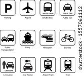Pictogram Transportation Airport Vector Logo Signage Parking Bus Taxi Ferry Helicopter Bicycles Limousine Car Rental Shuttle Train 