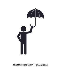 pictogram umbrella human help support icon. Isolated and flat illustration. Vector graphic
