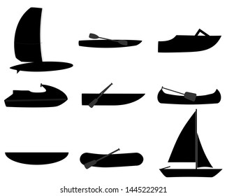 Pictogram of various water vehicles