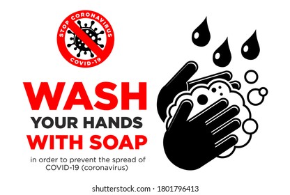 Pictogram Wash your hands with soap. Prevention measure in order to prevent the spread of COVID-19 (coronavirus). Illustration, vector 