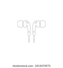 PIctogram for web page, mobile app, promo. arpods wireless headphones thin line art vector icon for apps and websites. Wireless vacuum headphones, earphones one line art. 