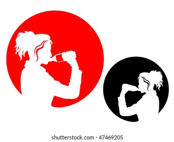 Pictogram - Woman drinking water from a bottle