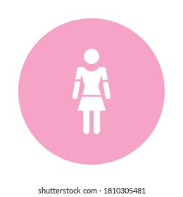 pictogram woman icon over white background, block style, vector illustration