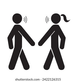 Pictogram of woman and man dialoguing on a white background