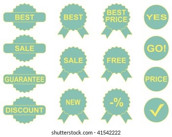 Pictogrammes of green colour for trade.
