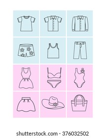 Pictograms of basic male and female clothes