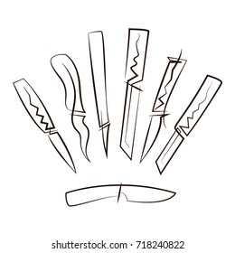 Pictograms of cold steel. Vector graphics and illustrations.