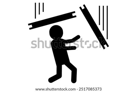 Pictograms for falling objects, safety signs, danger, and alerts, Vector Illustration