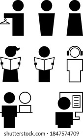 pictograms for library and public space