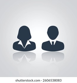 Pictograms of a man and a woman avatar, a face and a profile sign, 