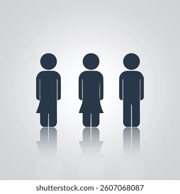 Pictograms of a man and a woman, toilet doors, signs, icons, different characters
