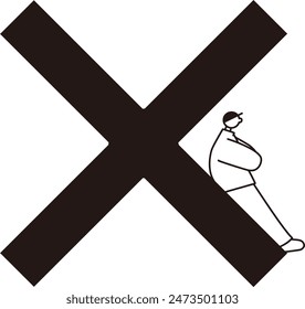 Pictograms marked with a cross, NO, Vector line drawing