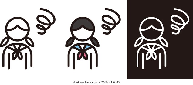 Pictograms of negative emotions. Icons of people who are worried, confused, or in trouble.