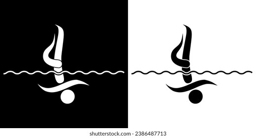 Pictograms representing the artistic swimming competition, one of the aquatic sports disciplines.