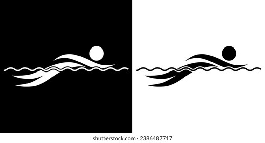 Pictograms representing the competition of sports swimming, one of the disciplines of aquatic sports.