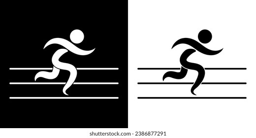 Pictogramas que representan la competencia de la carrera de pistas, una de las disciplinas de los deportes atléticos.