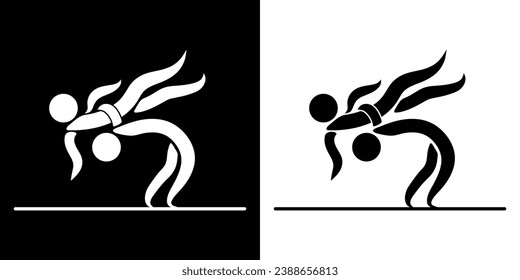 Pictograms representing a fight with an opponent, one of the disciplines of Greco-Roman wrestling sports competitions.