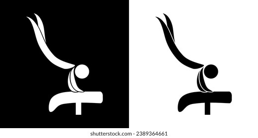 Pictograms representing a gymnast practicing table vault, one of the disciplines of artistic gymnastics competitions in the men's category.