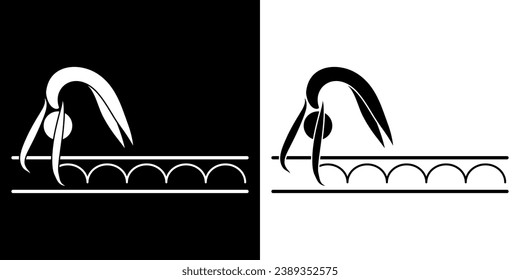 Pictograms representing a gymnast practicing tumbling on a track, one of the disciplines of gymnastics competitions.