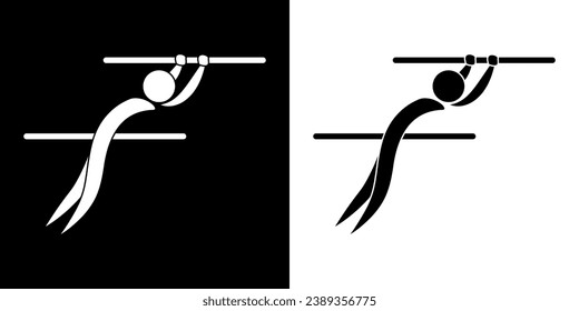 Pictograms representing a gymnast practicing the uneven bars, one of the disciplines of artistic gymnastics competitions in the women's category.