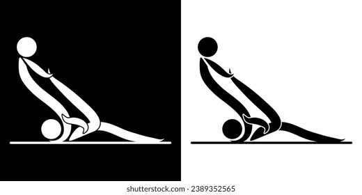 Pictograms representing gymnasts performing an acrobatic figure, one of the disciplines of gymnastics competitions.