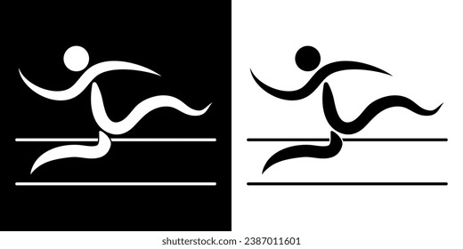 Pictograms representing the long jump competition, one of the disciplines of athletics sports.