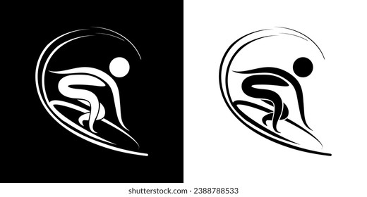 Pictograms representing a surfer riding in a wave, one of the new disciplines of 2024 sports competitions.